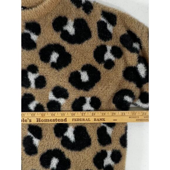 Express Outlet Womens Sweater Size Large Leopard Animal Soft Fuzzy Cropped Boxy - Picture 8 of 8